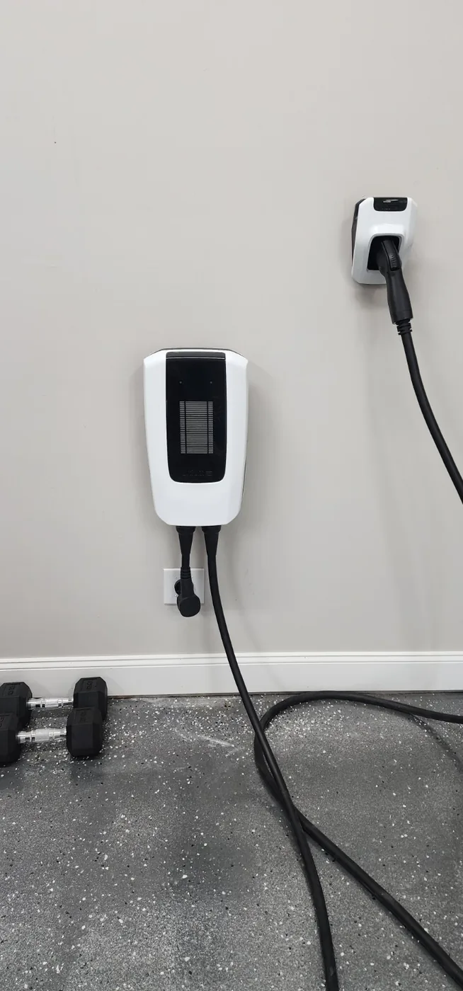 EV charger installation inside a residential garage